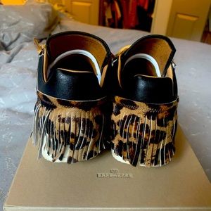 Esseutesse Leopard Fringe Sneakers, worn once, size 38
